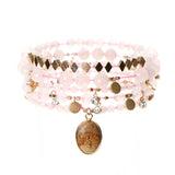 pink quartz and jasper bracelets| pink quartz and jasper pendant bracelets