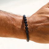 Onyx and Magnetic Bracelet | Men Onyx and Magnets Bracelet | leather onyx and magnetic bracelets