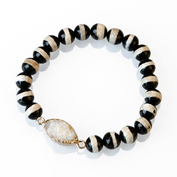 agate druzy bracelet | stainless steel agate druzy bracelet