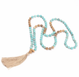 TURQUOISE AND JASPER TASSEL MALA| TURQUOISE TASSEL MALA| Jasper tassel Mala