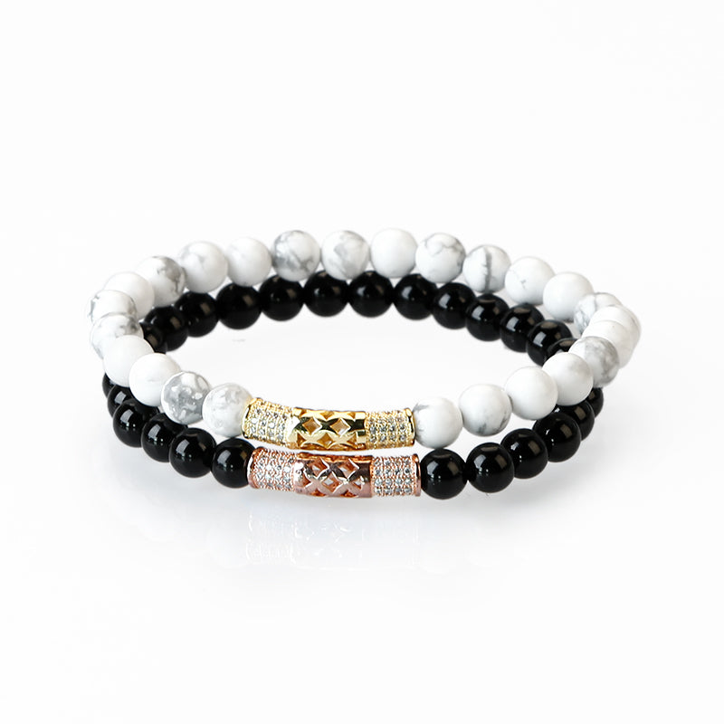 black howlite onyx bracelet| howlite and onyx bracelet