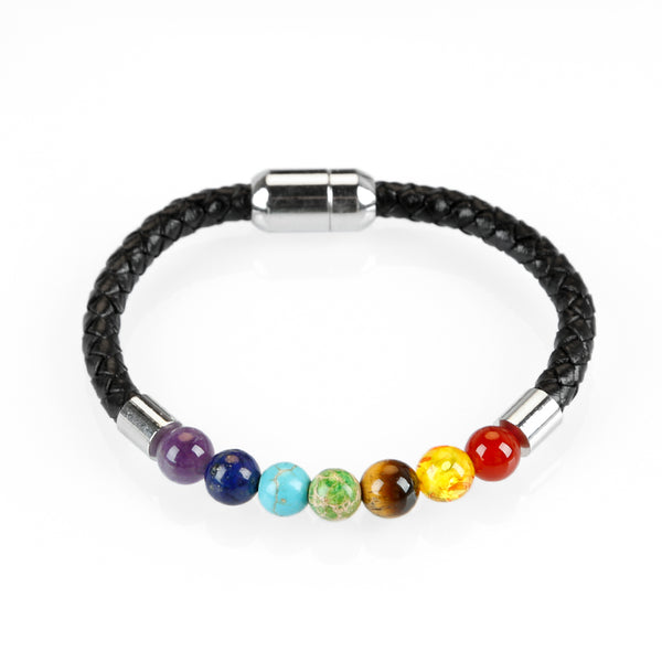 MEN LEATHER CHAKRA GEMSTONES AND MAGNETS |  LEATHER CHAKRA GEMSTONES AND MAGNETS