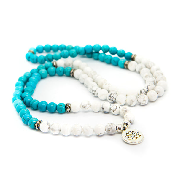 Turquoise howlite bracelet | Howlite Turquoise Bracelet | Turquoise Mala Beads